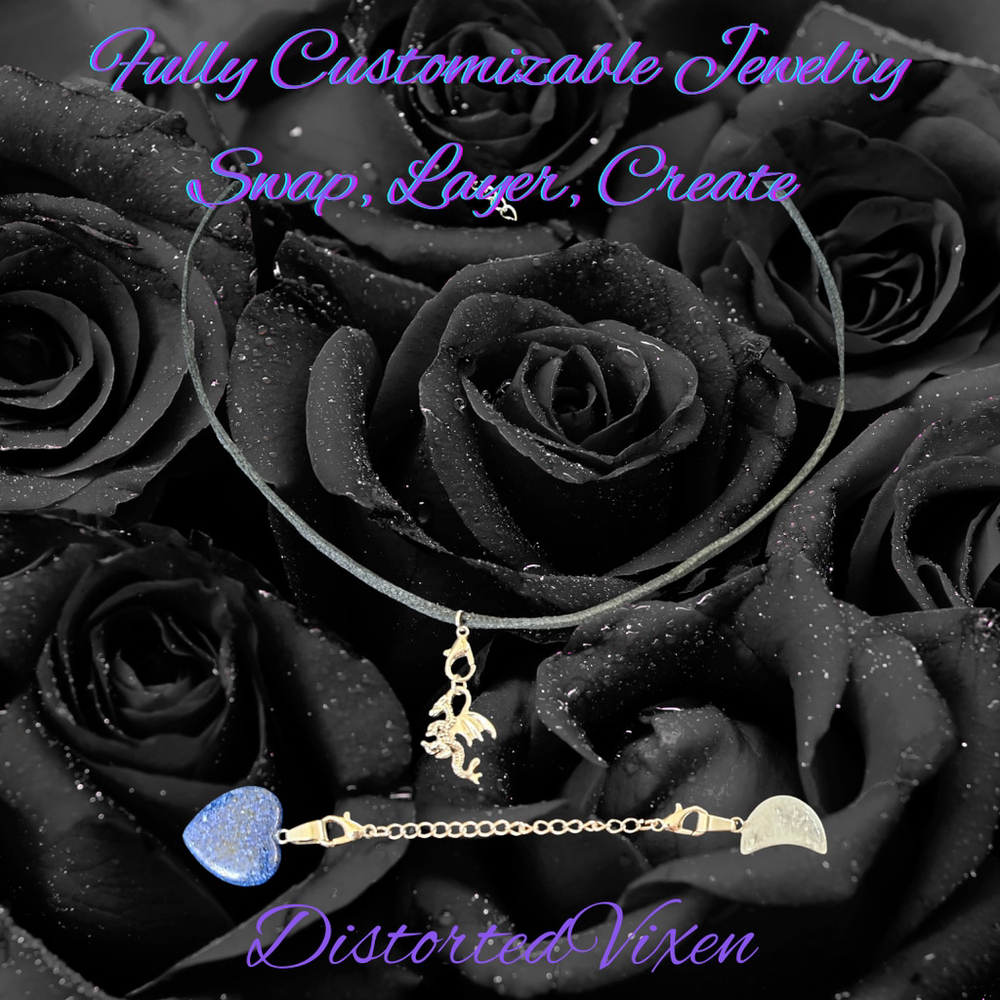 Lapis Heart Necklace with Quartz Moon & Dragon Charm necklace - Picture 3 of 5